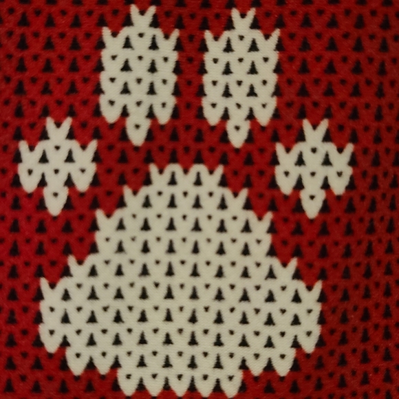 LLR LuLaRoe TC2 Red White Pixel Dog Pawprint Xmas Tree Holiday Leggings - Picture 5 of 7